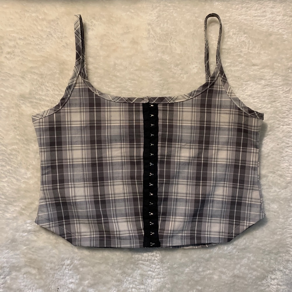 NOCTEX Athena plaid corset top